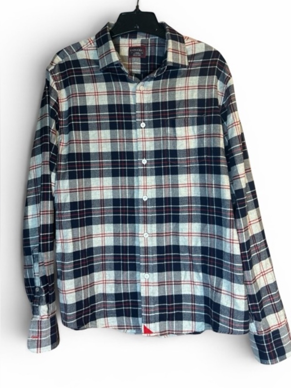 UNTUCKit Men’s Plaid Flannel Button Front Shirt Long Sleeve Blue Large
